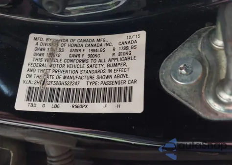 2016 Honda Civic Lx from USA, damaged, VIN 2HGFC2F52GH522247